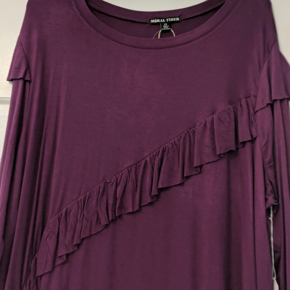 Moral Fiber Purple Plum Ruffle Top